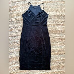 Guess Small Black Velvet 90s Witchy Goth Spaghetti Strap Dress